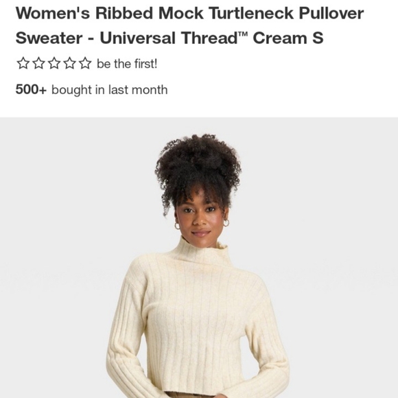 Universal Thread Women's Ribbed Mock Turtleneck Pullover Sweater - Cream - Picture 1 of 3